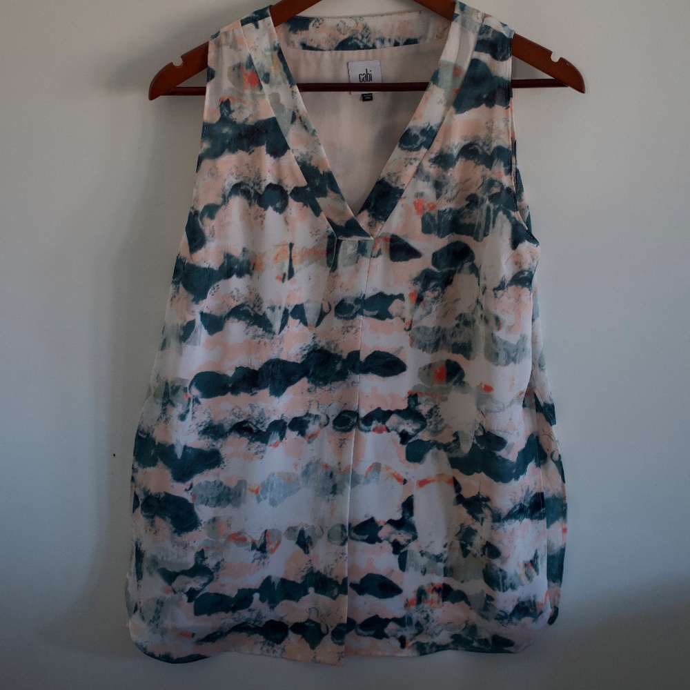 Cabi Sleeveless Pastel Chiffon Top. Size S.